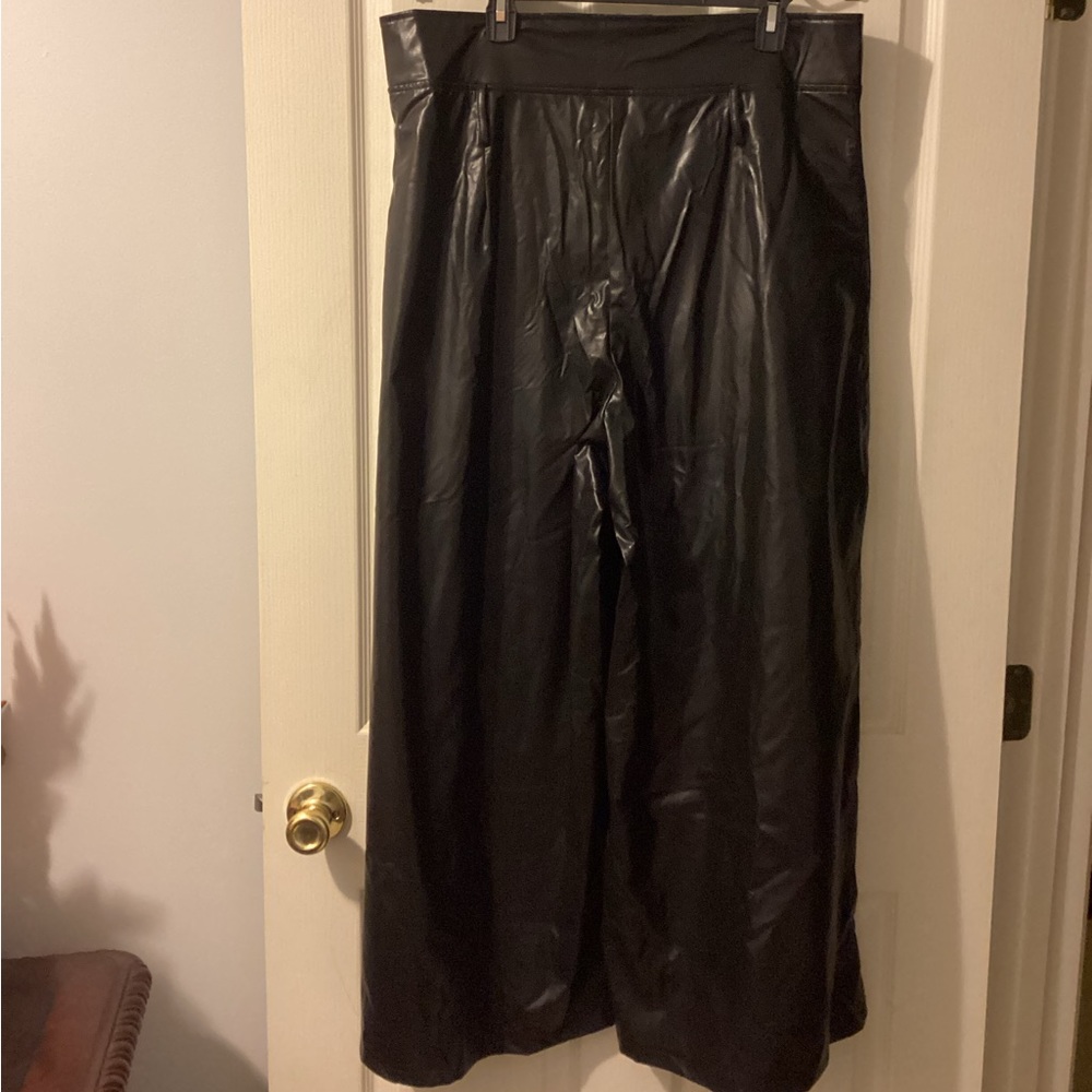 Shein Curve High Waist Faux leather wide leg pants